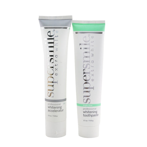 Supersmile Extra White Professional Extra Whitening System (Deluxe Travel) - Triple Mint : Accelerator 70.8g + Toothpaste 70.8g 2x70.8g/2.5oz - BrillianceWhitening LLC